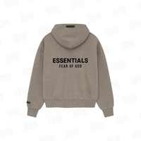 25 Model Fear Of God Essentials Back Big Logo Oversized Hoodie, Heavyweight Fleece Pullover Hooded Sweatshirt