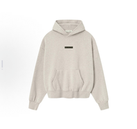 Fear Of God Essentials Front Label Back Large Logo Oversized Hoodie, Heavyweight Fleece Pullover Sweatshirt