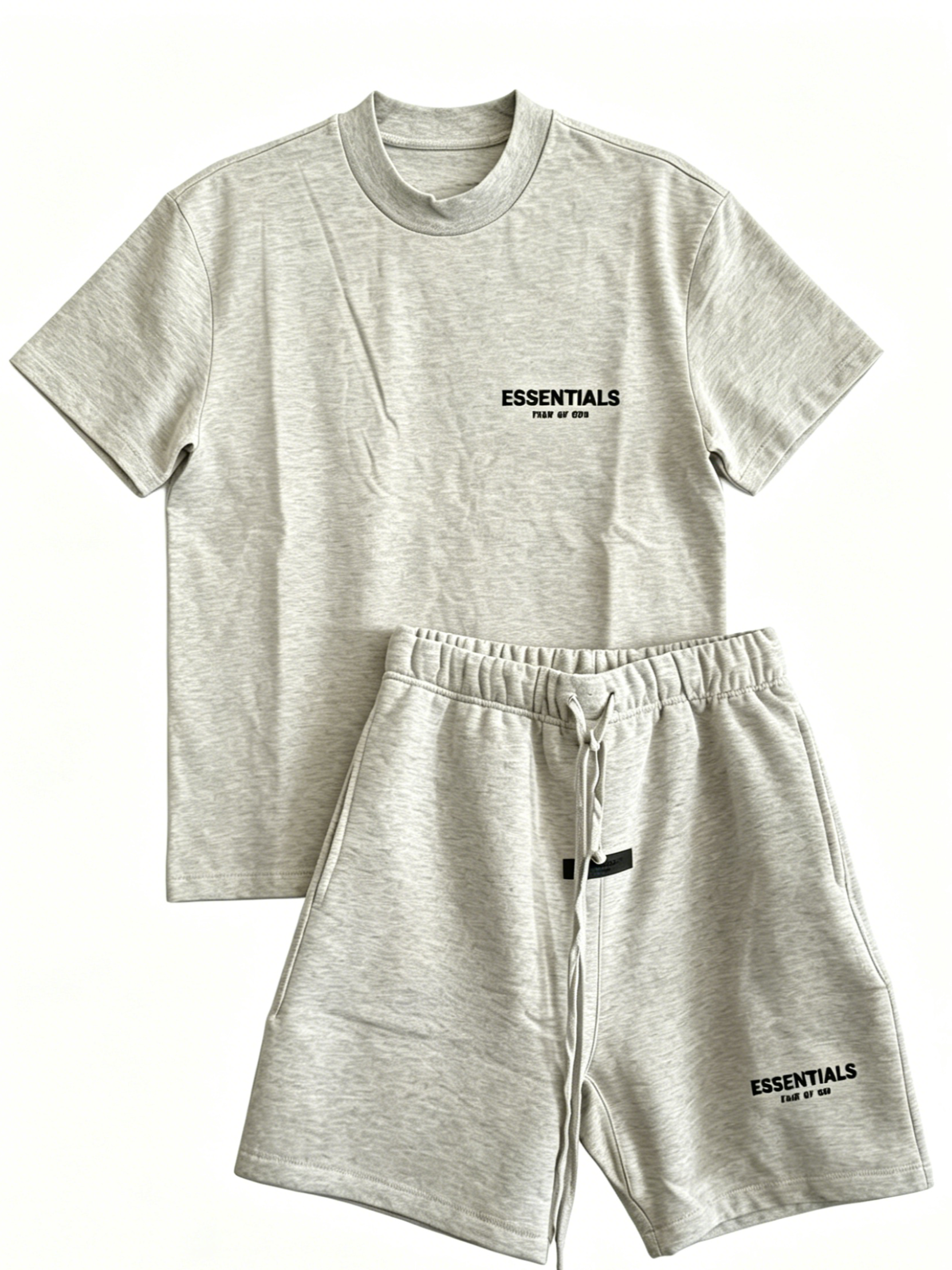 Essentials Minimal Logo Matching Tracksuit Set, Men’s Crew Neck Short Sleeve T-Shirt & Sweat Shorts Two-Piece Outfit