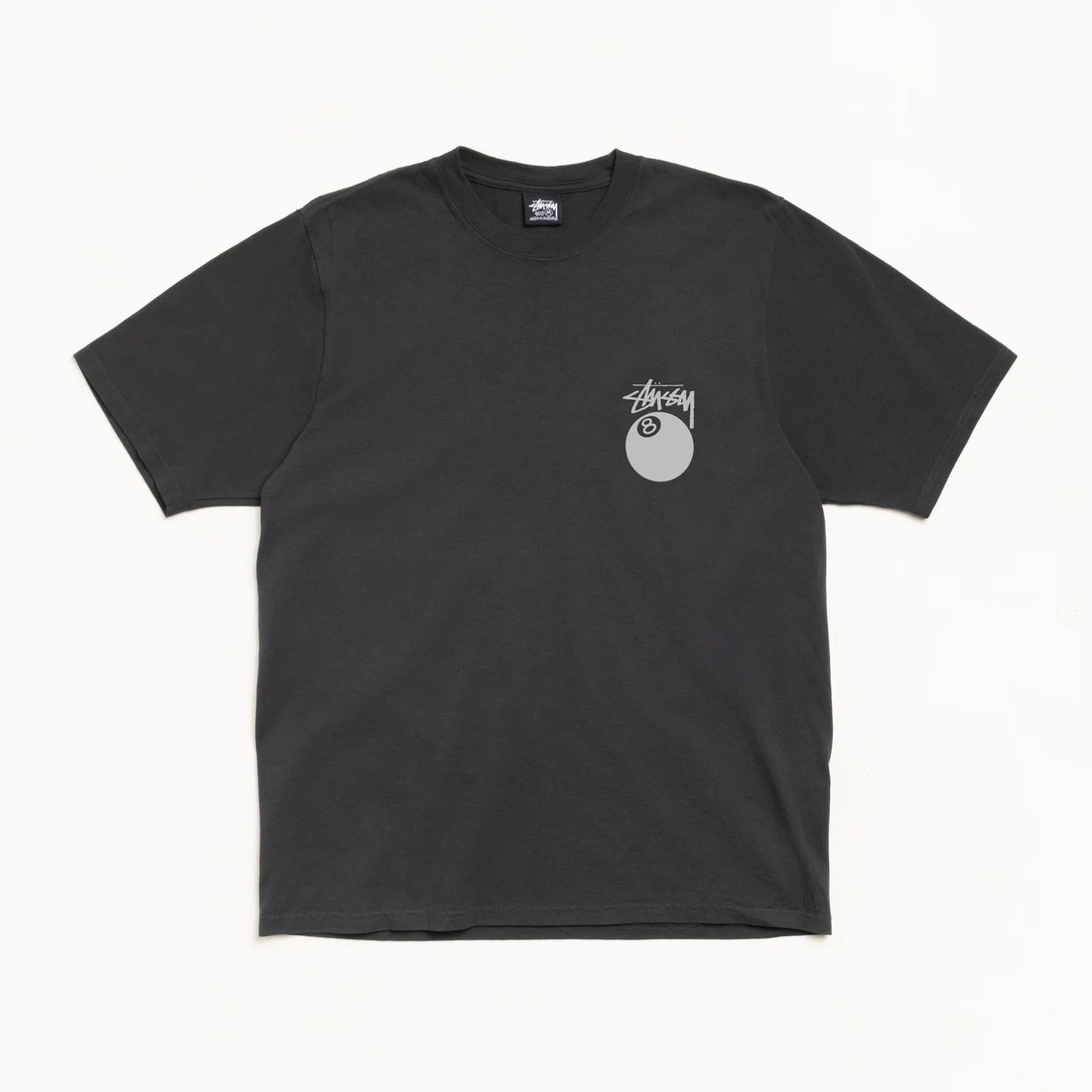 Vintage Graffiti Logo 8 Ball Print Short Sleeve Top, Pure Cotton Casual Oversized T‑Shirt