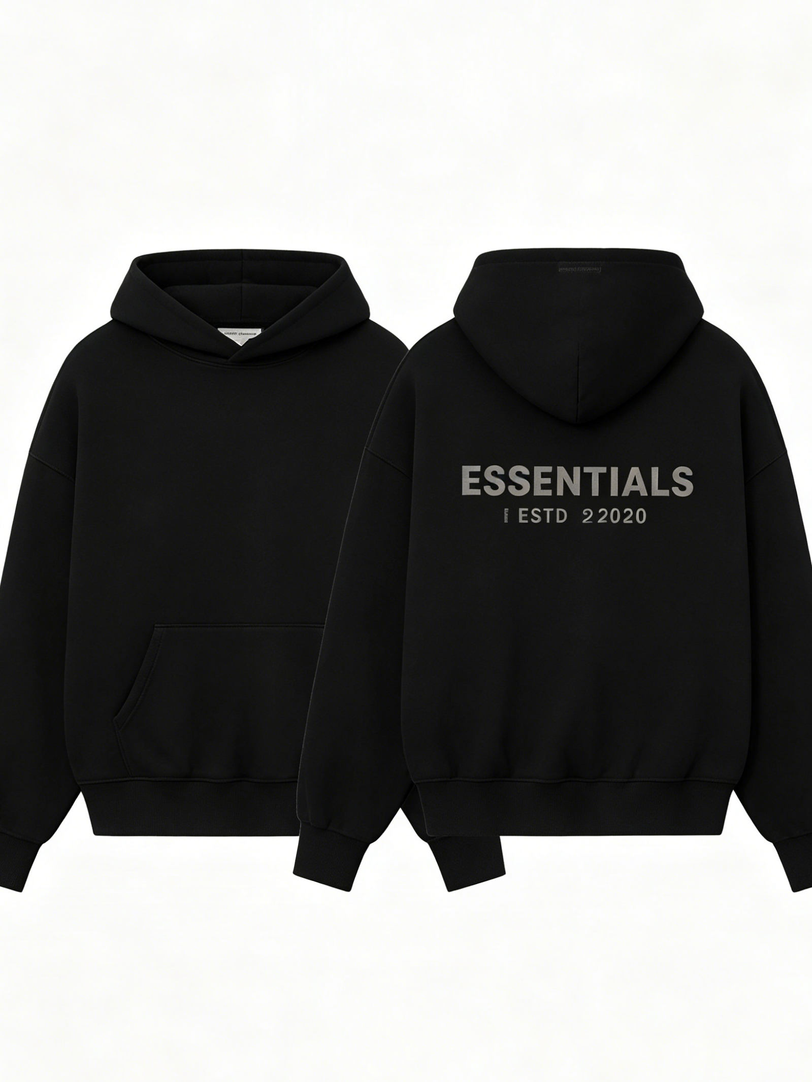 25 Model Fear Of God Essentials Back Big Logo Oversized Hoodie, Heavyweight Fleece Pullover Hooded Sweatshirt