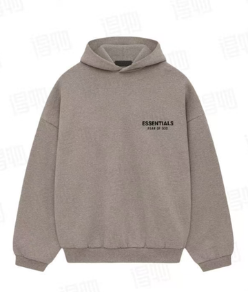 24 Model Fear Of God Essentials Double-Sided Logo Oversized Hoodie, Heavyweight Cotton Casual Pullover Hooded Sweatshirt