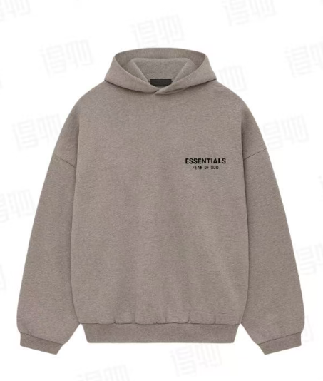 24 Model Fear Of God Essentials Double-Sided Logo Oversized Hoodie, Heavyweight Cotton Casual Pullover Hooded Sweatshirt