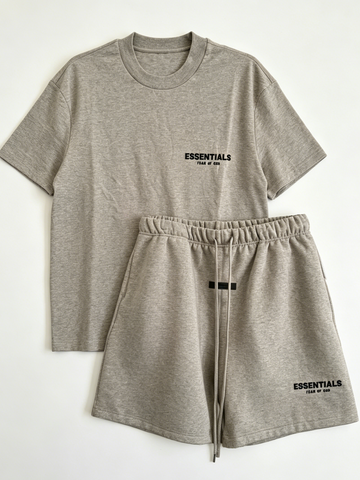 Essentials Minimal Logo Matching Tracksuit Set, Men’s Crew Neck Short Sleeve T-Shirt & Sweat Shorts Two-Piece Outfit
