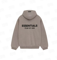 24 Model Fear Of God Essentials Double-Sided Logo Oversized Hoodie, Heavyweight Cotton Casual Pullover Hooded Sweatshirt