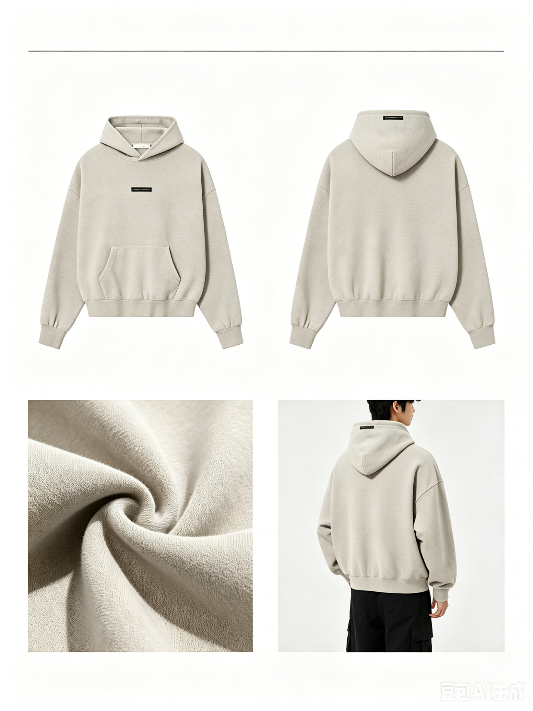 Fear Of God Essentials Front Label Back Large Logo Oversized Hoodie, Heavyweight Fleece Pullover Sweatshirt