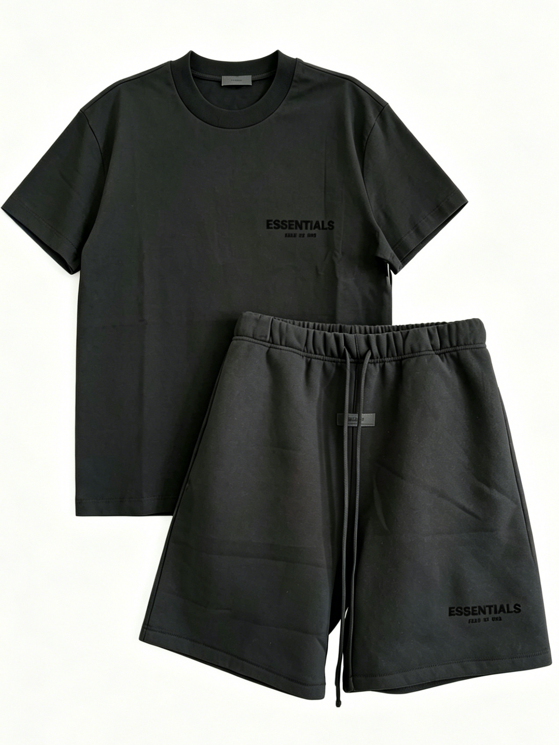 Essentials Minimal Logo Matching Tracksuit Set, Men’s Crew Neck Short Sleeve T-Shirt & Sweat Shorts Two-Piece Outfit