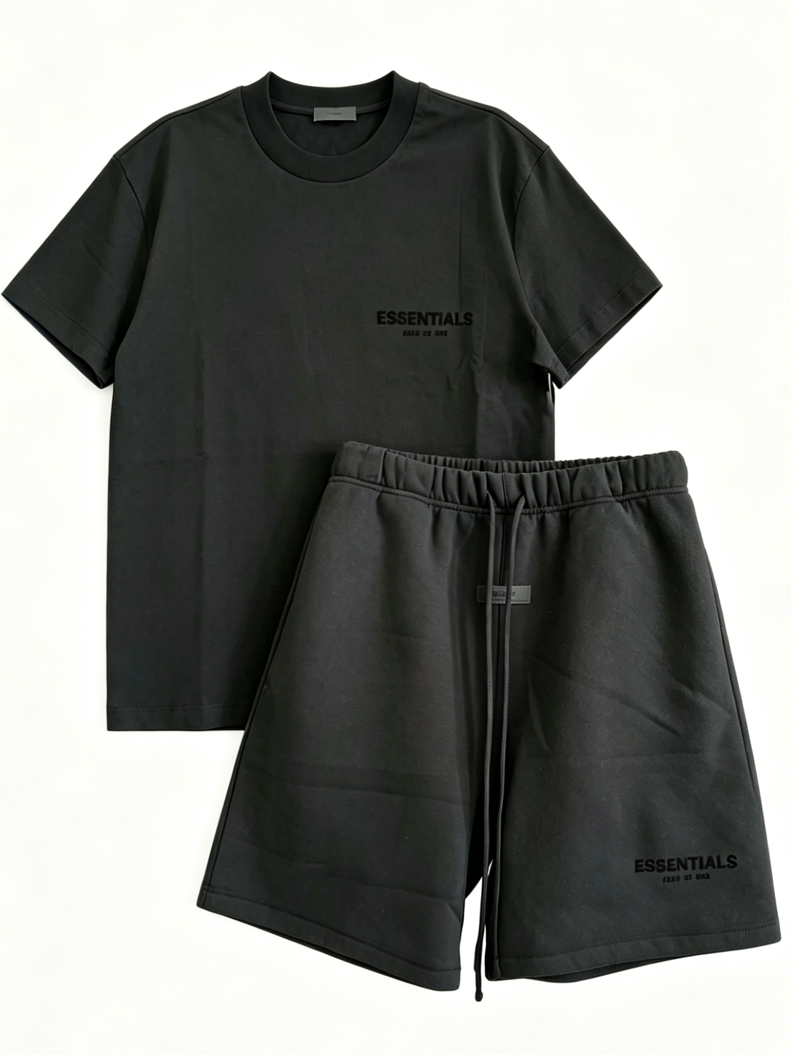 Essentials Minimal Logo Matching Tracksuit Set, Men’s Crew Neck Short Sleeve T-Shirt & Sweat Shorts Two-Piece Outfit