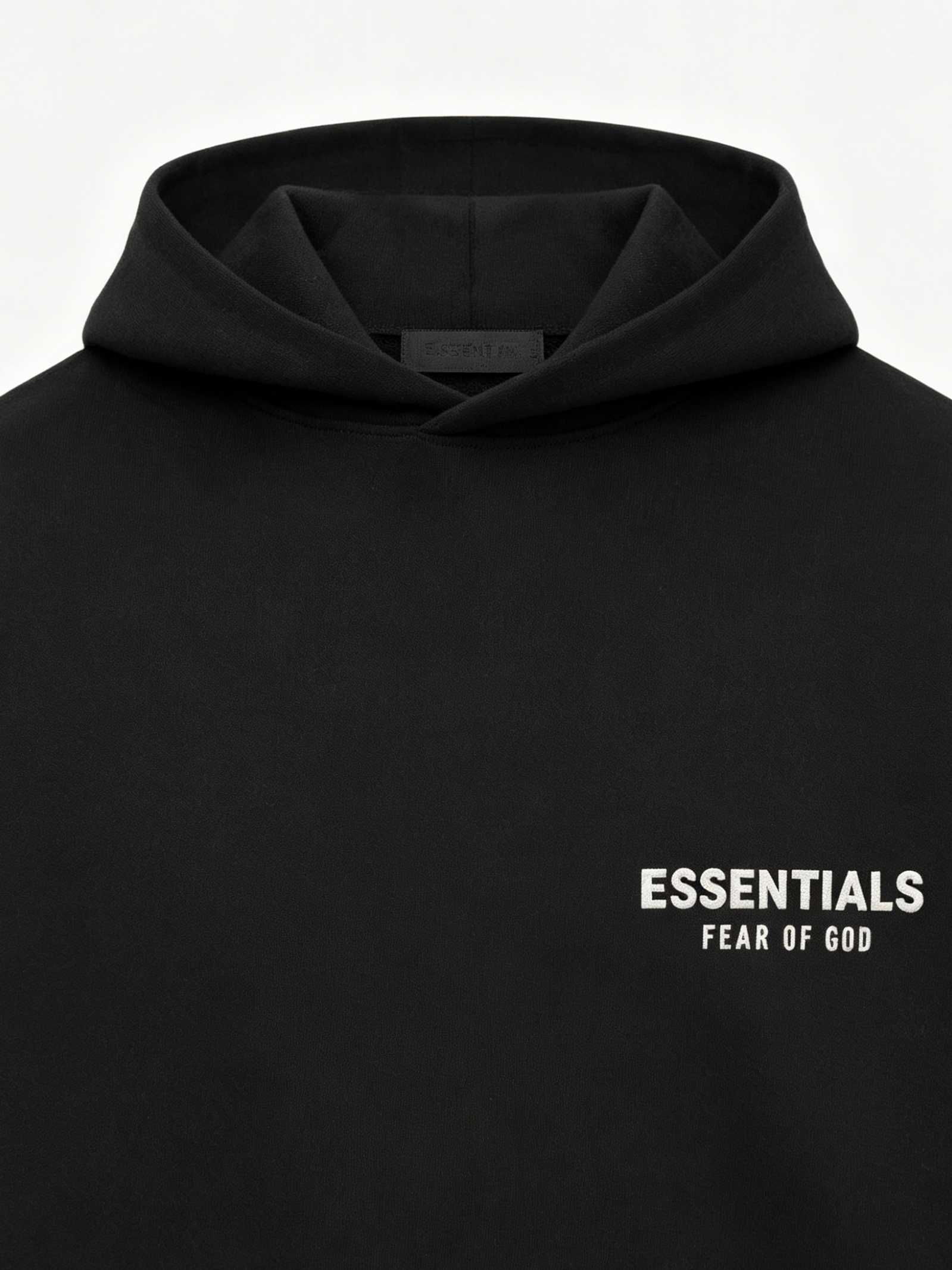 24 Model Fear Of God Essentials Double-Sided Logo Oversized Hoodie, Heavyweight Cotton Casual Pullover Hooded Sweatshirt