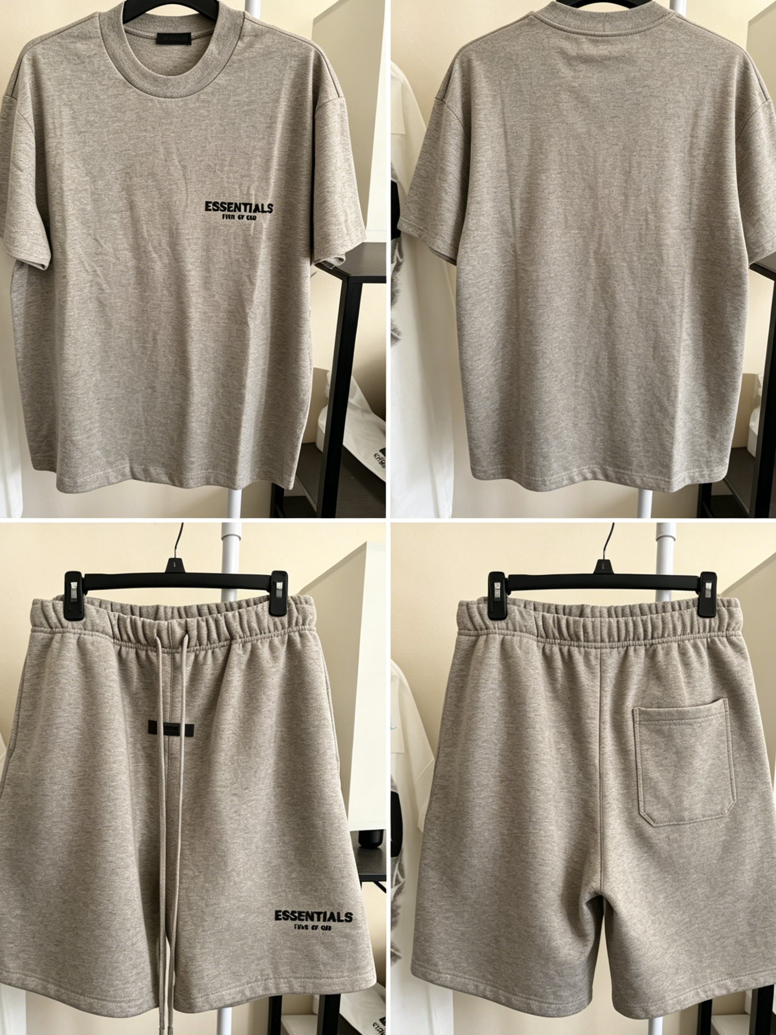Essentials Minimal Logo Matching Tracksuit Set, Men’s Crew Neck Short Sleeve T-Shirt & Sweat Shorts Two-Piece Outfit