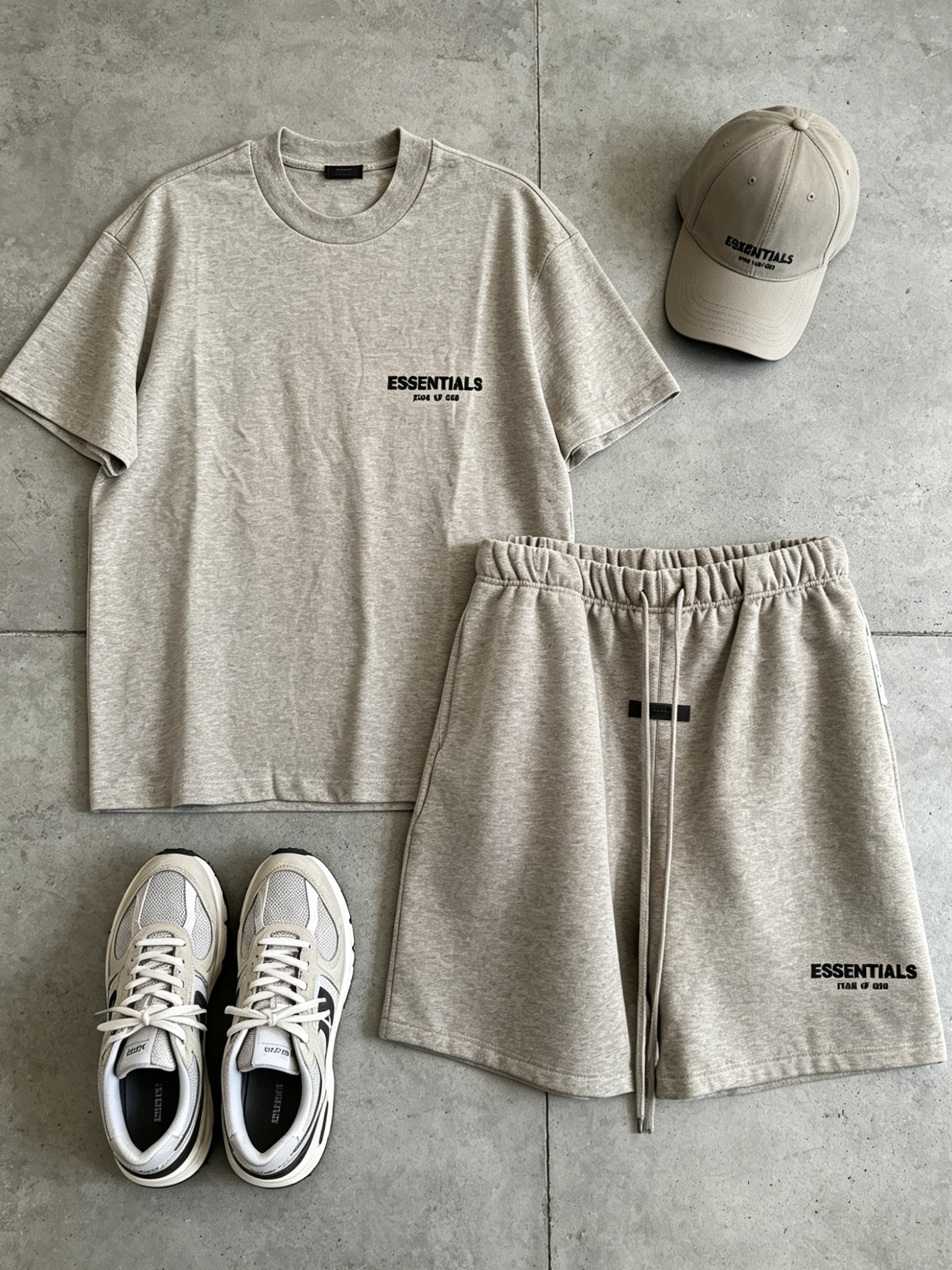 Essentials Minimal Logo Matching Tracksuit Set, Men’s Crew Neck Short Sleeve T-Shirt & Sweat Shorts Two-Piece Outfit