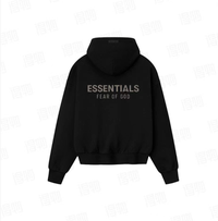 25 Model Fear Of God Essentials Back Big Logo Oversized Hoodie, Heavyweight Fleece Pullover Hooded Sweatshirt