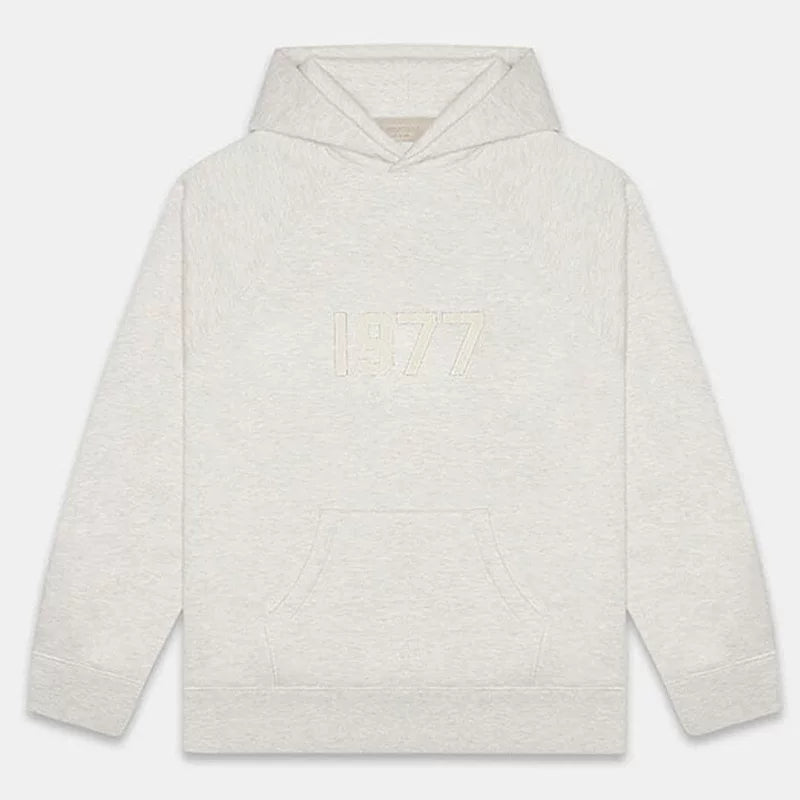 Men's 1977 Foam Print Oversized Pullover Hoodie, Heavyweight Fleece Streetwear Hooded Sweatshirt