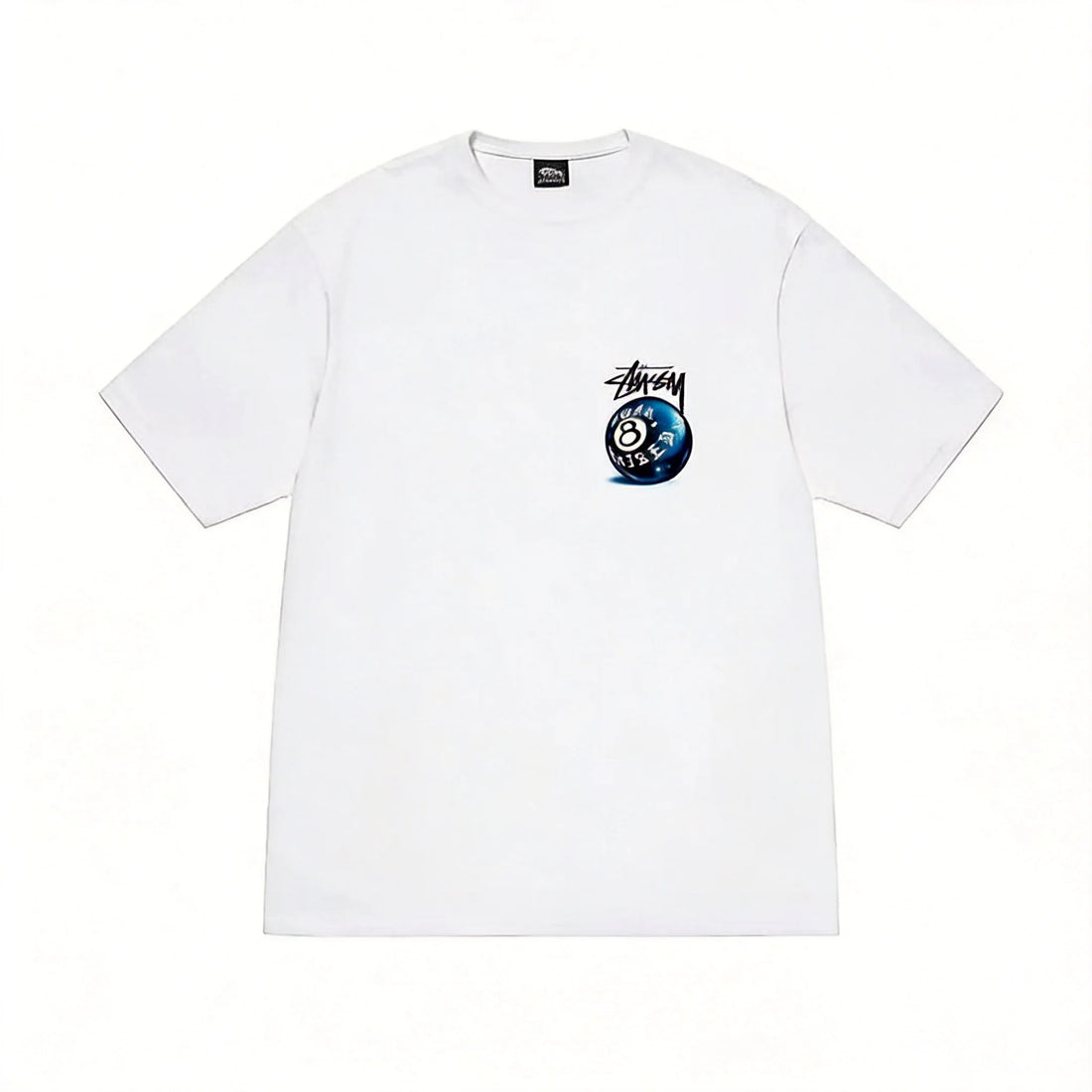 Vintage Double-Sided Graffiti Logo 8-Ball Print Short Sleeve Top, Pure Cotton Oversized Casual T‑Shirt